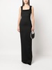 square-neck slim-cut gown