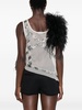 feather-embellished top