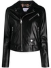 crystal-embellished leather biker jacket