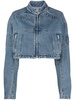 cropped denim biker jacket