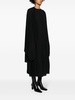 Black Pleated Long-Sleeve Maxi Dress