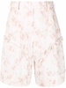 Smudged flower-print cotton shorts