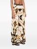 graphic-print silk flared trousers