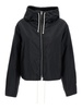 Black Crop Padded Jacket with Drawstring in Polyamide and Silk Woman