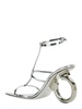 'Elina' Silver Sandals with Sculptural Heel in Leather Woman