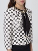 Elisabetta Franchi Logo Print Crepe Jacket With Foulard Chain