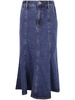 Flared Denim Midi Skirt