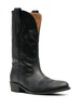 Black Leather Leather Western-style Boots