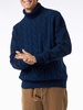 Man Heavyweight Turtleneck Braided Blue Vintage Sweater