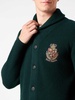 Man Shawl Collar Green Ribbed Cardigan With Pockets And Patch