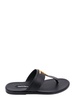 Black logo plaque leather sandals