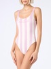 Woman Striped Scooped Back One Piece Swimsuit Lora