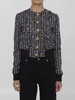 BALMAIN Chic Cropped Tweed Bomber Jacket with Metallic Accents