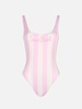 Woman Striped Scooped Back One Piece Swimsuit Lora