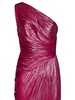 Strawberry Silk Maxi Dress with One-Shoulder and Side Slit