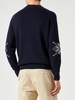 Man Half-turtleneck Navy Blue Sweater With Print