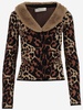 Viscose Blend Cardigan With Faux Fur Collar