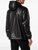 logo-appliqué hooded leather jacket