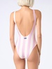 Woman Striped Scooped Back One Piece Swimsuit Lora