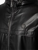 logo-appliqué hooded leather jacket