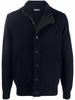 high-neck buttoned wool jumper 