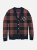 Man Tartan Knitted Cardigan With Patch