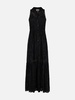 Woman Black Sangallo Lace Halterneck Dress