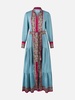 Woman Light Blue Linen Dress Jensen With Paisley Placed Print