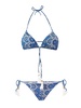 Flower Denim Print Triangle Bikini