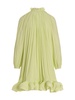 Lanvin Pleated Ruffled Tied-Neck Shift Dress