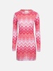 Woman Raschel Knit Pink Short Dress Imany