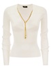 Elisabetta Franchi Long Sleeved Ribbed Viscose Top With Necklace