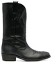 Black Leather Leather Western-style Boots