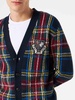 Man Tartan Knitted Cardigan With Patch