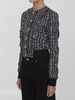 BALMAIN Chic Cropped Tweed Bomber Jacket with Metallic Accents