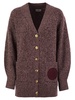 Elisabetta Franchi Wool Blend Cardigan With Logo Patch