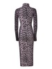 Long Leopard Knit Dress Lilac And Black