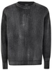 Tonal Effect Ribbed Round Neck Pullover In Cashmere And Wool With Cut Edges