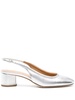 Romy Laminated Nappa Leather Silver Slingback