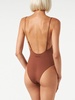 Woman One Piece Swimsuit With Brown Shades Rhinestones