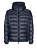 Men's Blue Quilted Down Jacket With Hood