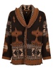 Alanui Icon Jacquard V-Neck Fringed Edge Cardigan