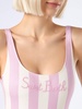 Woman Striped Scooped Back One Piece Swimsuit Lora