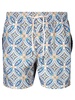 Patterned Boxer Swim Shorts Yellow/white/light Blue