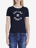 CELINE Parisian Chic Blue Crewneck T-shirt with Flocked Logo