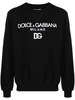 DOLCE & GABBANA Black Velvet Effect Crew-Neck Sweatshirt for Men