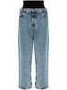 ALAIA Low-Rise Snow Denim Jeans with Knit Waistband