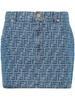 FENDI Chic Blue Mini Chambray Skirt with Eco-Friendly Jacquard Design