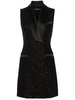 MAX MARA PIANOFORTE Chic Black Sequined Mini Tuxedo Dress