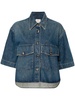 KHAITE Chic Blue Denim Cotton Shirt with Pointed Collar